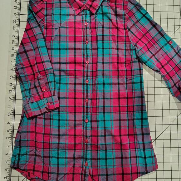 Faded Glory Tops - Pink/blue plaid shirt
